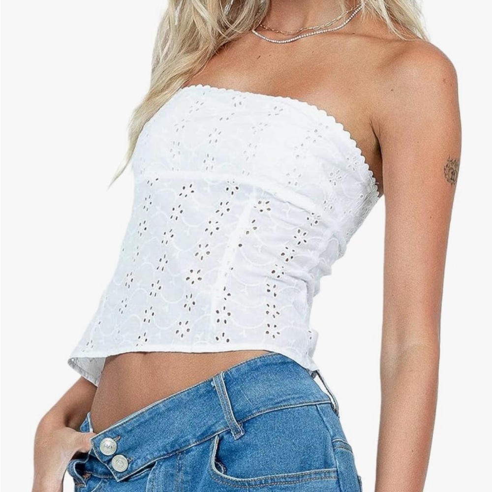 Women eyelet Sexy Y2K Strapless Tube
